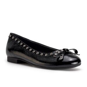 New Paul Green Chrissy Grommet Ballet Flat Black Crinkled Patent Sz 7